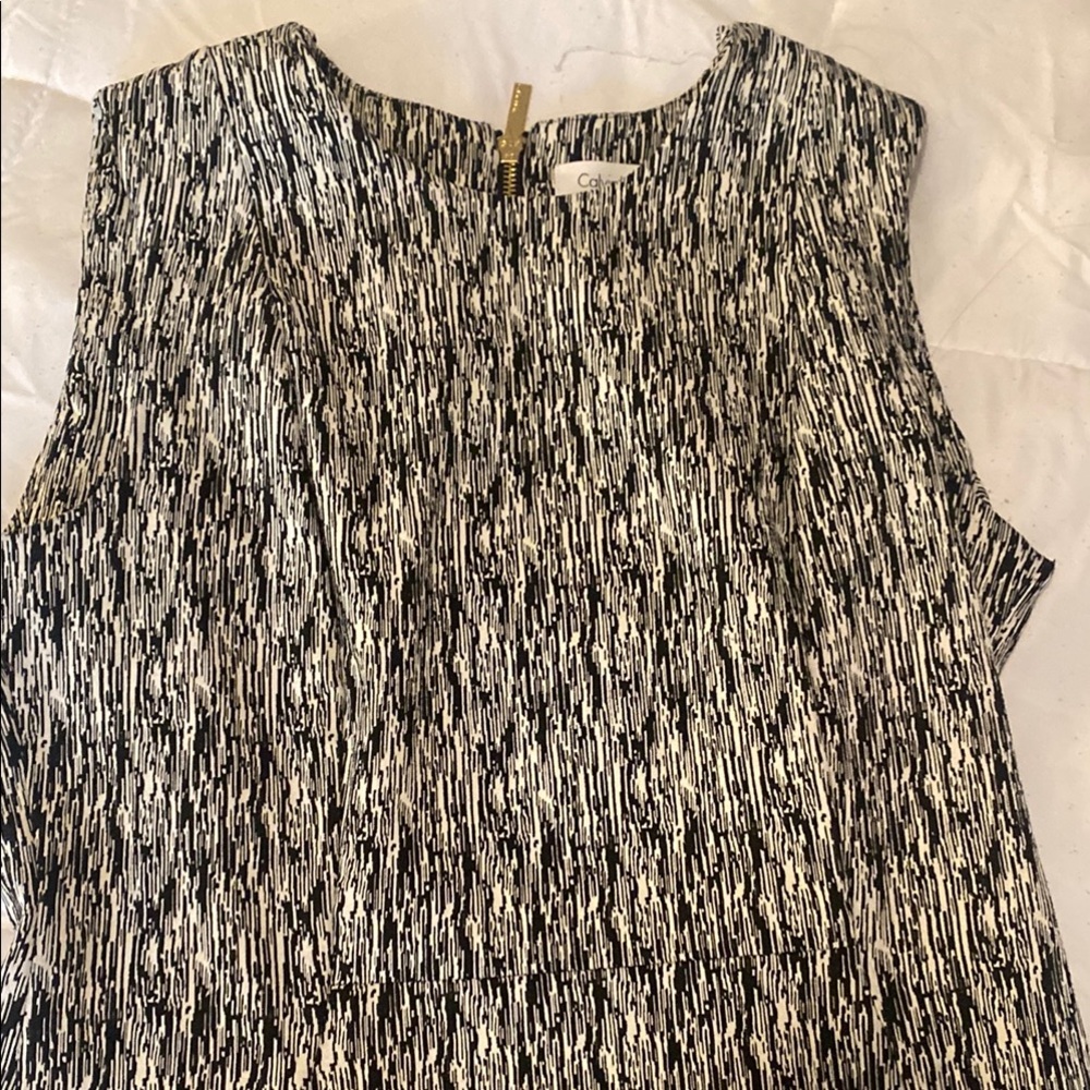 Calvin Klein Women's Black and White Dress. Size 6.